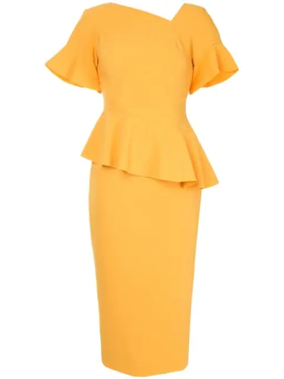Shop Rachel Gilbert Ruffled Midi Dress In Yellow