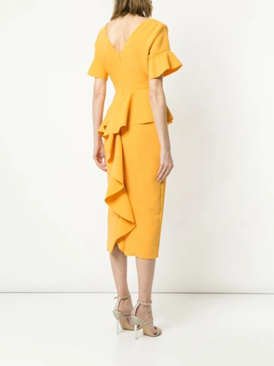 Shop Rachel Gilbert Ruffled Midi Dress In Yellow