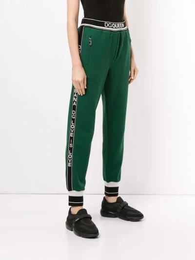 Shop Dolce & Gabbana Logo-stripe Track Trousers In Green