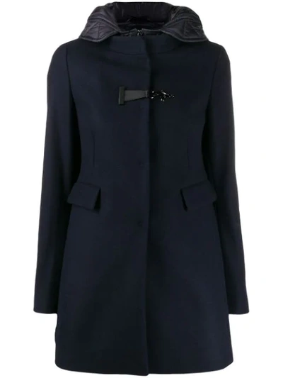 Shop Fay Hooded Duffle Coat In Blue