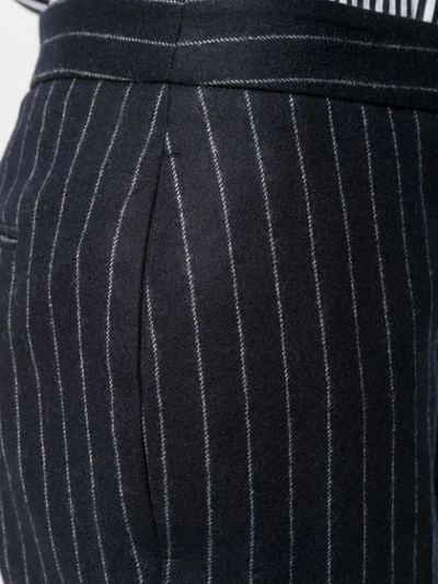Shop Alexander Mcqueen Pinstripe Cropped Trousers In Blue