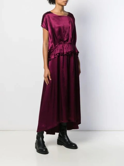 Shop Ann Demeulemeester Ruffle Short-sleeve Dress In Purple