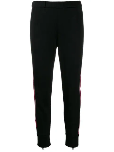 Shop Prada Logo Trim Jogging Trousers In Black