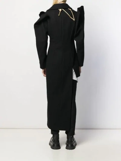 Shop Yohji Yamamoto Asymmetric Folded Coat In Black