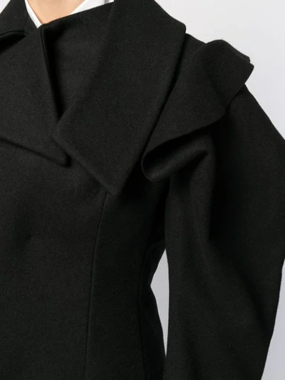 Shop Yohji Yamamoto Asymmetric Folded Coat In Black