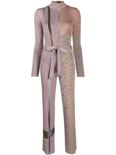 Shop Missoni Patterned Knit Jumpsuit In Pink