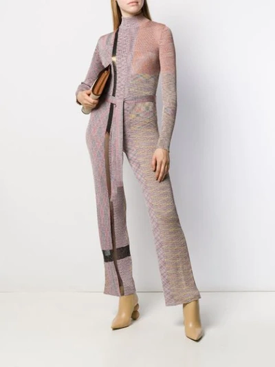 Shop Missoni Patterned Knit Jumpsuit In Pink