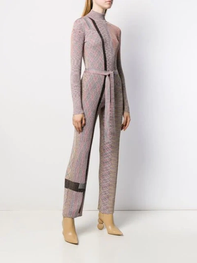 Shop Missoni Patterned Knit Jumpsuit In Pink