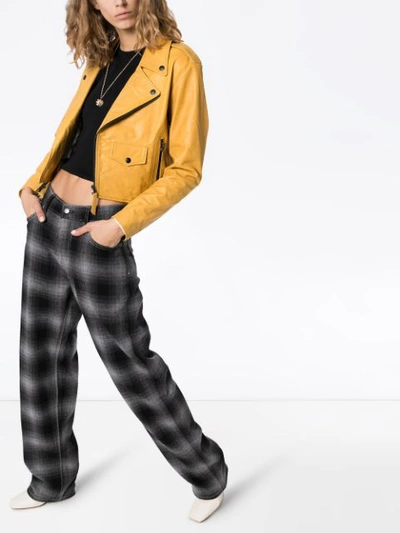 Shop Lot Lthr Isabella Grained-leather Biker Jacket In Yellow