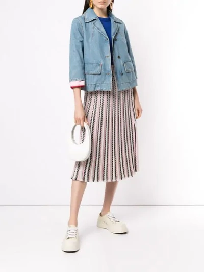 Shop Marni Cropped Buttoned Denim Jacket In Blue