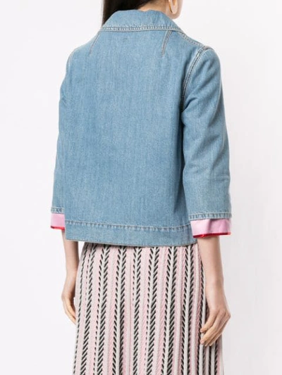 Shop Marni Cropped Buttoned Denim Jacket In Blue