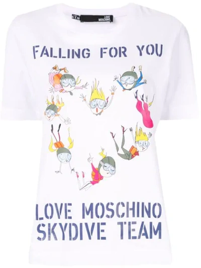 Shop Love Moschino Skydive Team T-shirt In White