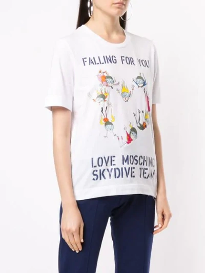 Shop Love Moschino Skydive Team T-shirt In White