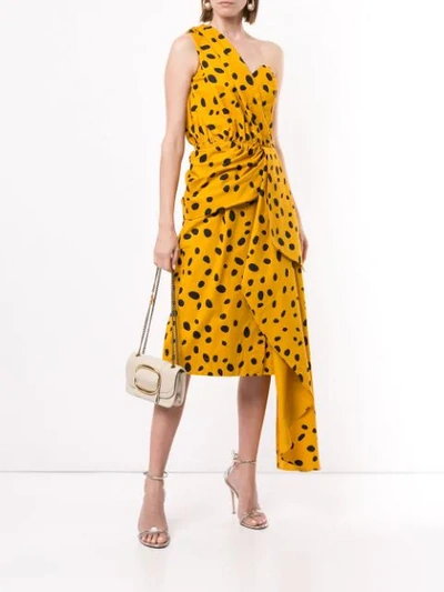 Shop Romance Was Born Cheetah Minx Draped Dress In Yellow