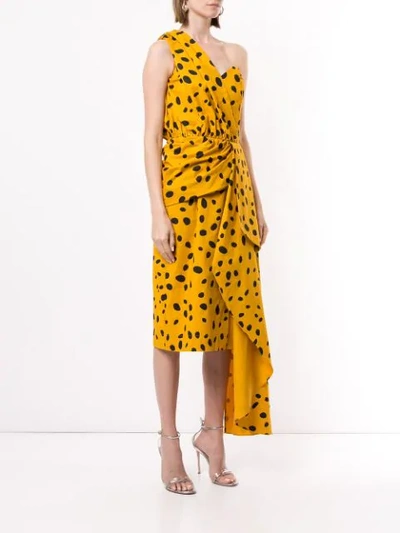 Shop Romance Was Born Cheetah Minx Draped Dress In Yellow