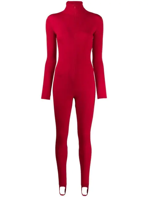 red zip up jumpsuit