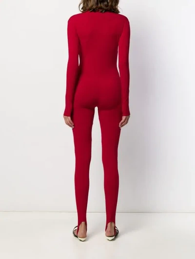 Shop Atu Body Couture Zip Up Jumpsuit In Red