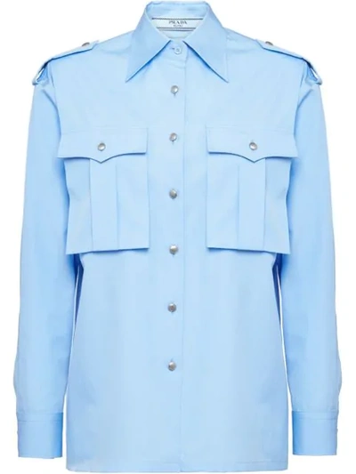 Shop Prada Military Shirt In Blue
