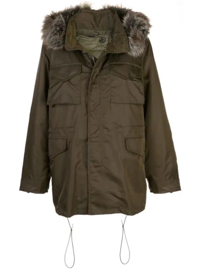 Shop Rokh Hooded Padded Jacket In Green