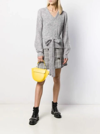 Shop Pinko Tie Waist Sweater In Grey