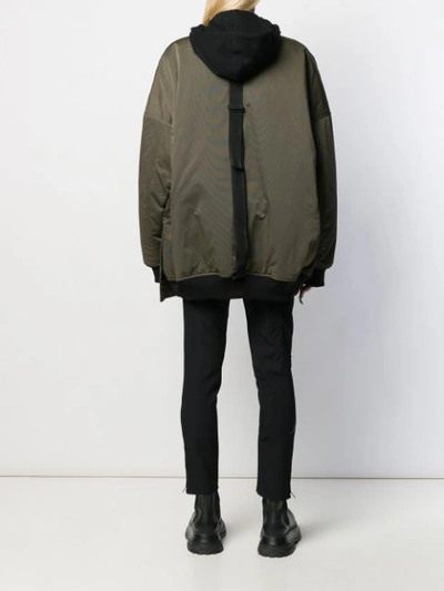 Shop Yohji Yamamoto Contrast Hood Coat In Green