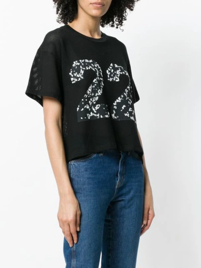 Shop Amiri 22 Embroidered Net Top In Black