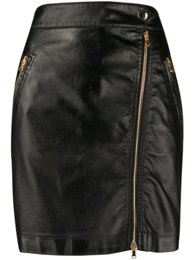 Shop Moschino Zipped Short Skirt In Black