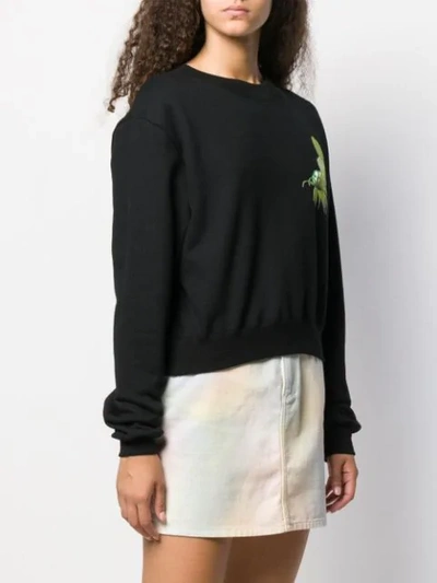 Shop Off-white Graphic Print Cropped Sweater In Black