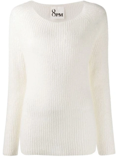 Shop 8pm Long Sleeve Sweater In White