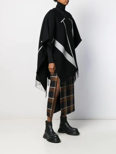 Valentino Logo Print Fringed Cape In Black