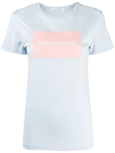 Shop Calvin Klein Jeans Est.1978 Printed Logo T-shirt In Blue