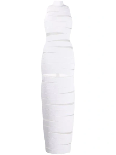 Shop Balmain High Neck Strappy Dress In White