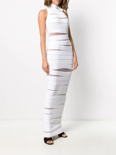 Shop Balmain High Neck Strappy Dress In White