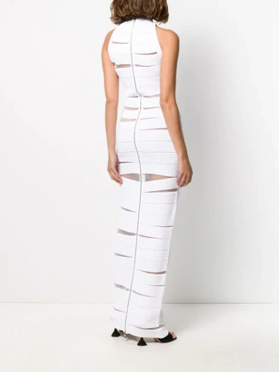 Shop Balmain High Neck Strappy Dress In White