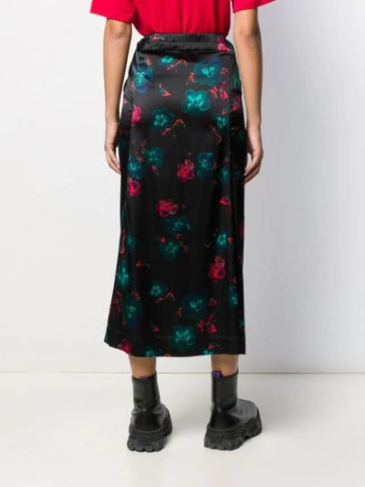Shop Ganni Floral Long Skirt In Black