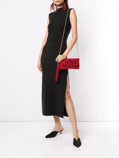 Shop Shanghai Tang Jersey Knit Long Qipao Dress In Black