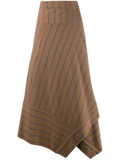 Shop Alysi Striped Print Skirt In Brown