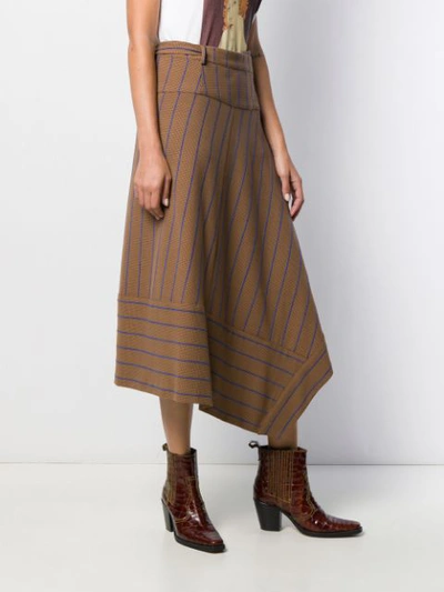 Shop Alysi Striped Print Skirt In Brown