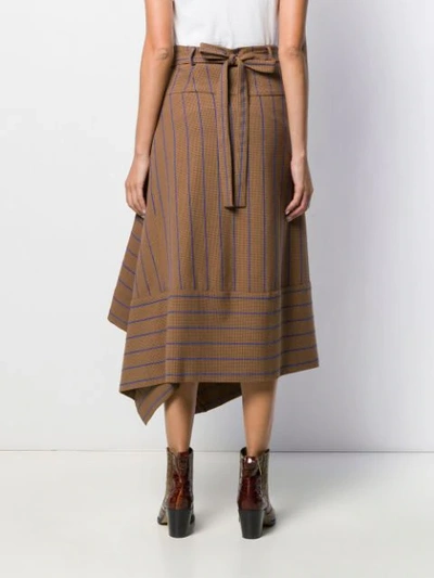 Shop Alysi Striped Print Skirt In Brown