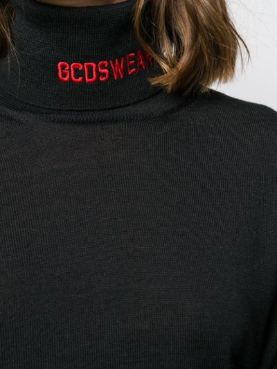 Shop Gcds Rollneck Logo Knit Sweater In Black