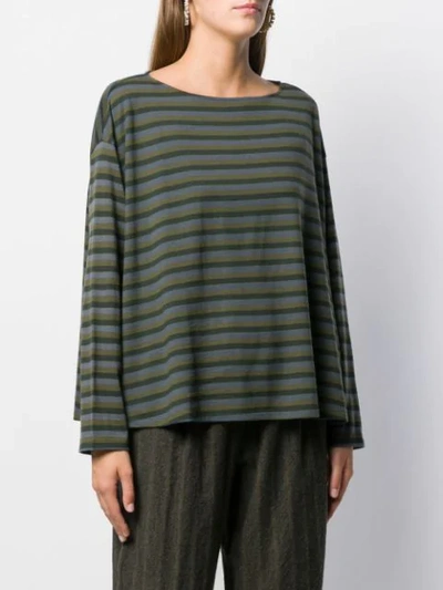 Shop Apuntob Striped Pattern Top In Green