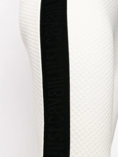 Shop Just Cavalli Textured Side Stripe Track Pants In White