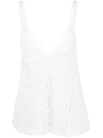 Shop Carolina Herrera Camisole-top Mit Lochstickmuster In White