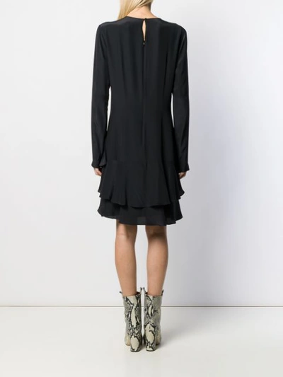Shop Barbara Bui Ruffled Mesh Silk Dress In Black