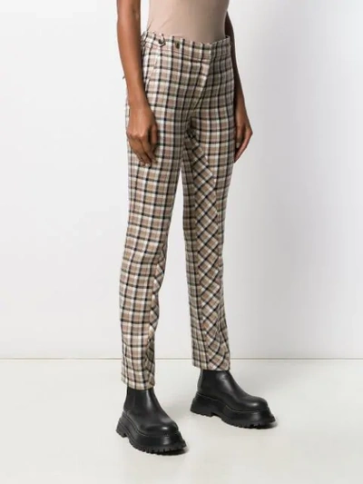 Shop Paco Rabanne Check-print Cropped Trousers In Neutrals