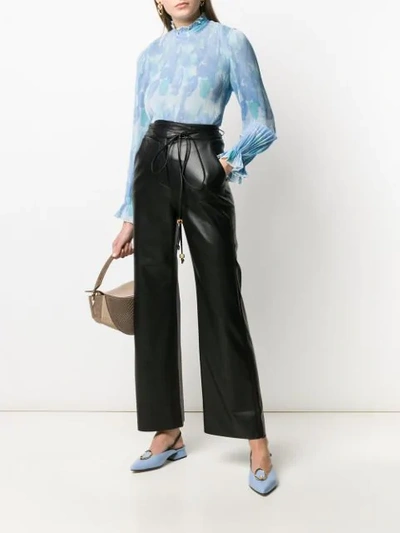 Nanushka Chimo Cropped Vegan Leather Wide-leg Pants In Black