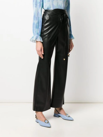 Nanushka Chimo Cropped Vegan Leather Wide-leg Pants In Black