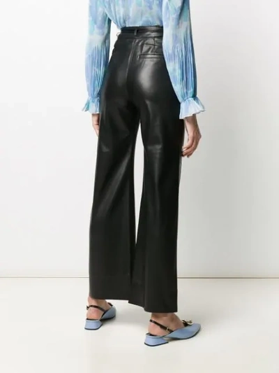 Nanushka Chimo Cropped Vegan Leather Wide-leg Pants In Black