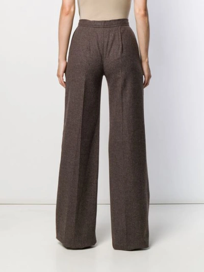 Pre-owned Emanuel Ungaro 1970's Pinstriped Flared Trousers In Brown