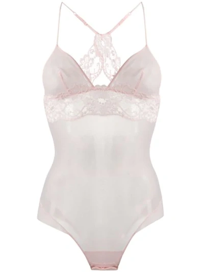 Shop La Perla Tres Souple Lace Detail Body In Pink